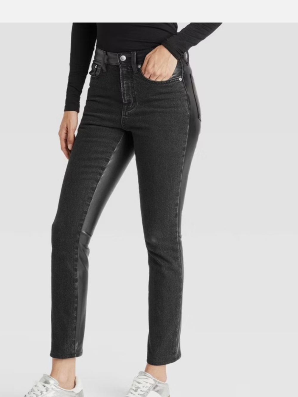 Universe Thread mid Rise Skinny Jeans with Side Faux-Leather Pants